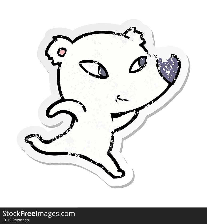 distressed sticker of a cute cartoon polar bear