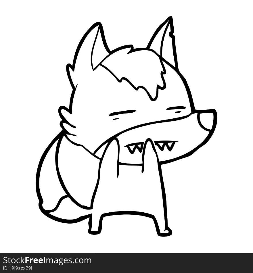 cartoon wolf showing teeth. cartoon wolf showing teeth