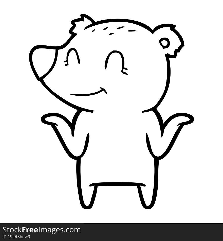 smiling bear shrugging shoulders. smiling bear shrugging shoulders