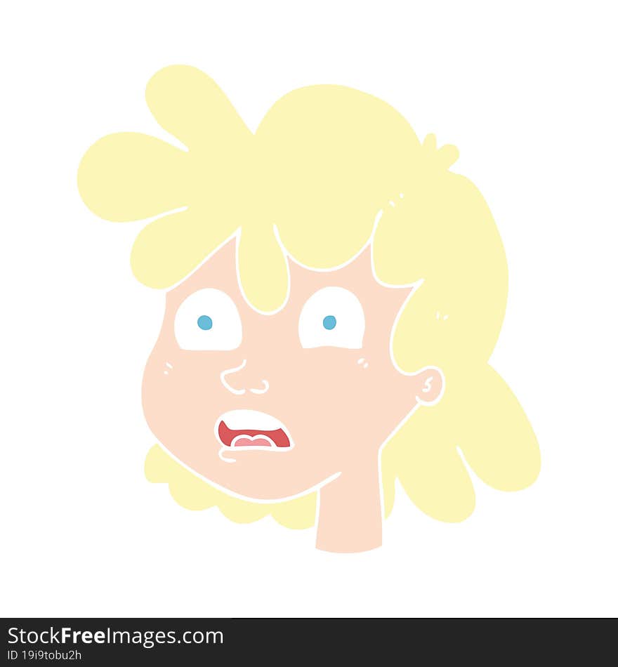 flat color illustration of a cartoon female face