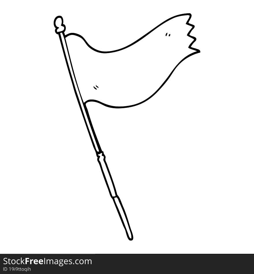 line drawing cartoon waving flag