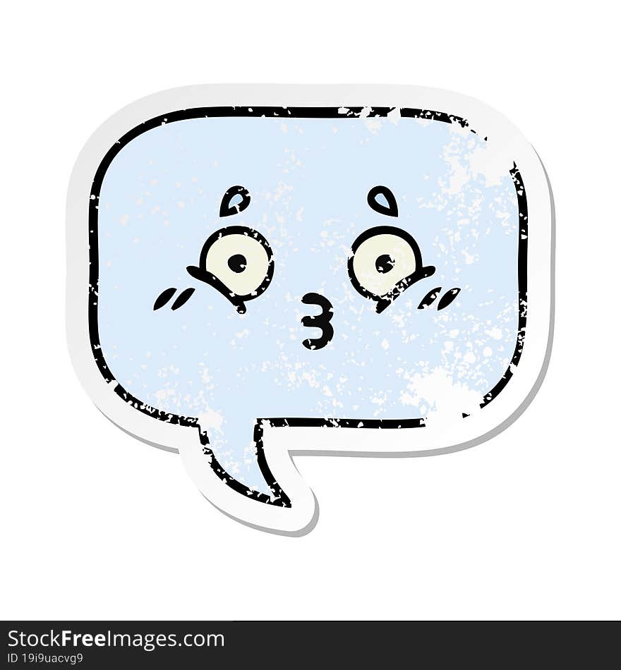 Distressed Sticker Of A Cute Cartoon Speech Bubble