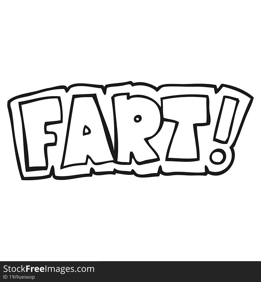 black and white cartoon fart symbol