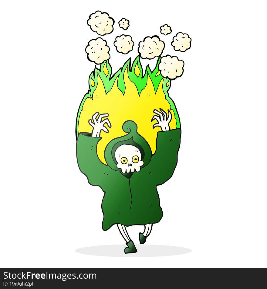 cartoon dancing flaming death skeleton