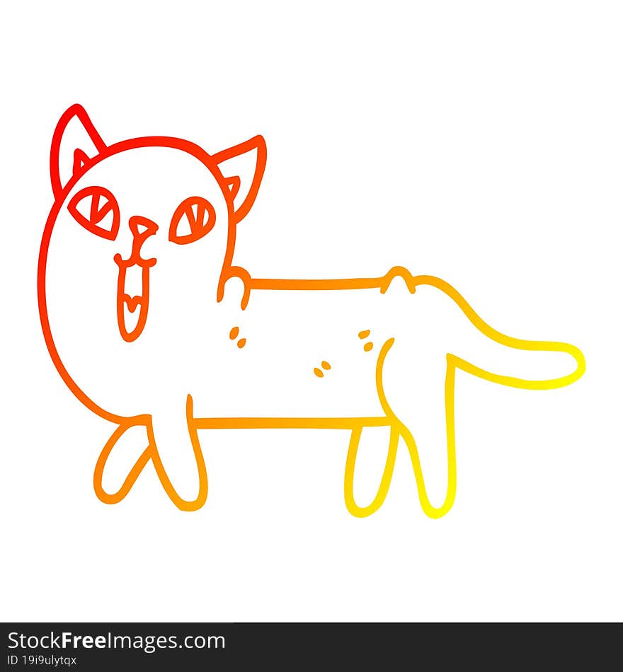 warm gradient line drawing cartoon funny cat