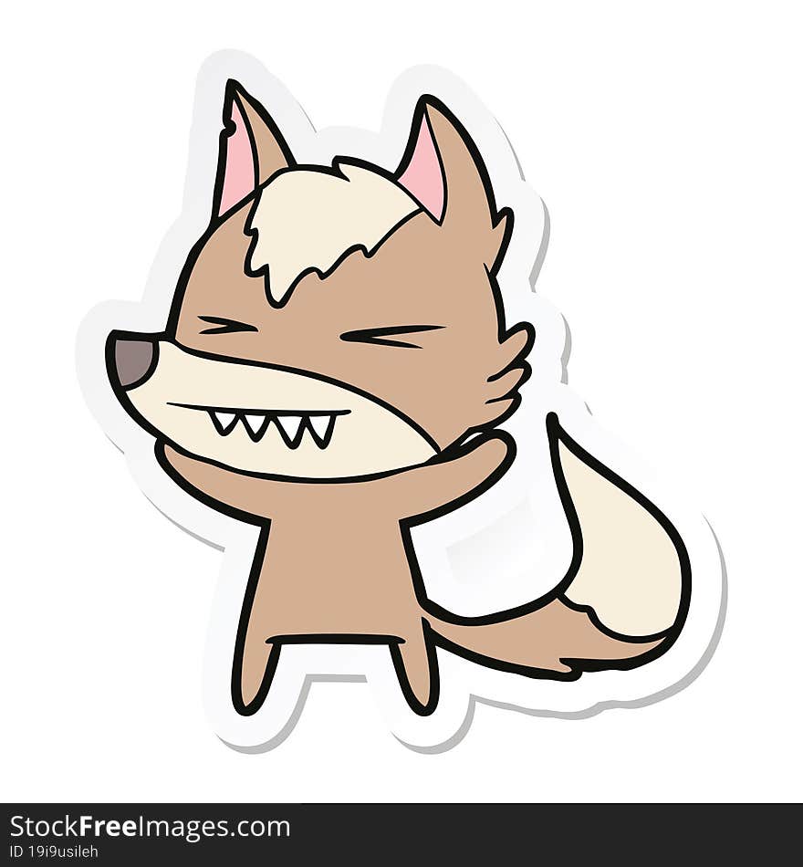 Sticker Of A Angry Wolf Cartoon