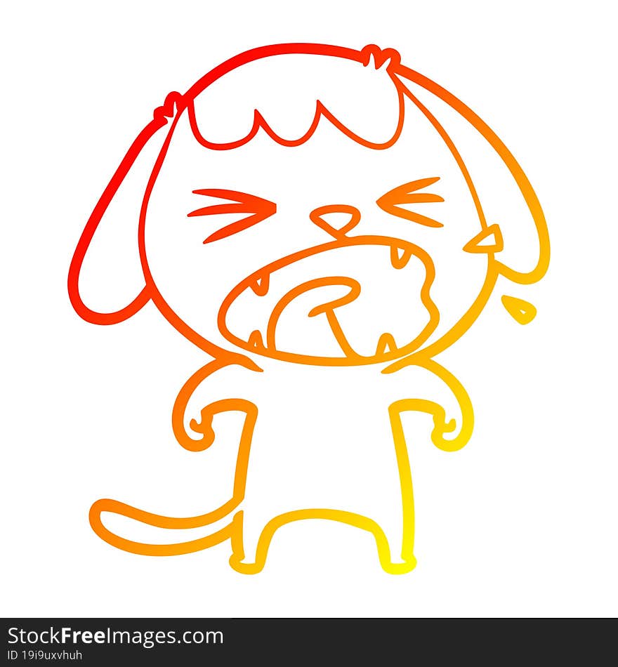 warm gradient line drawing of a cute cartoon dog