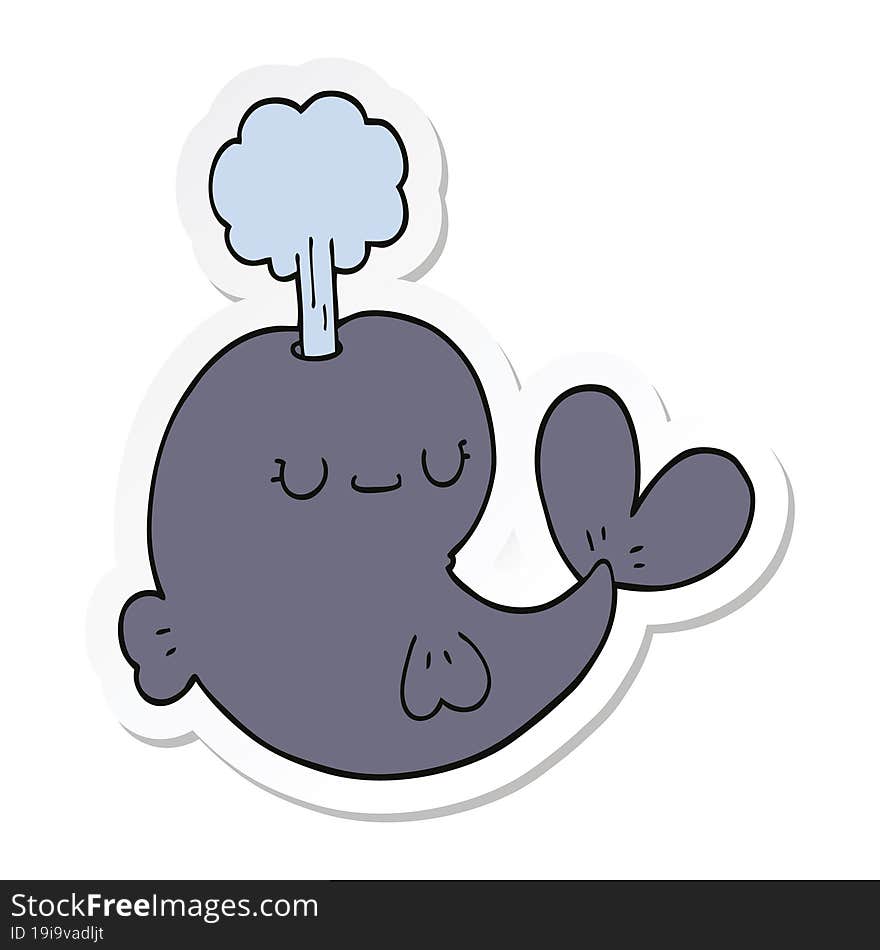 sticker of a cute cartoon whale