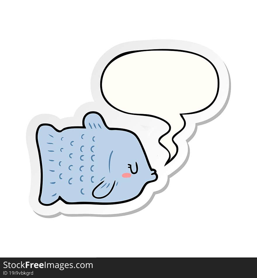 cartoon fish with speech bubble sticker. cartoon fish with speech bubble sticker