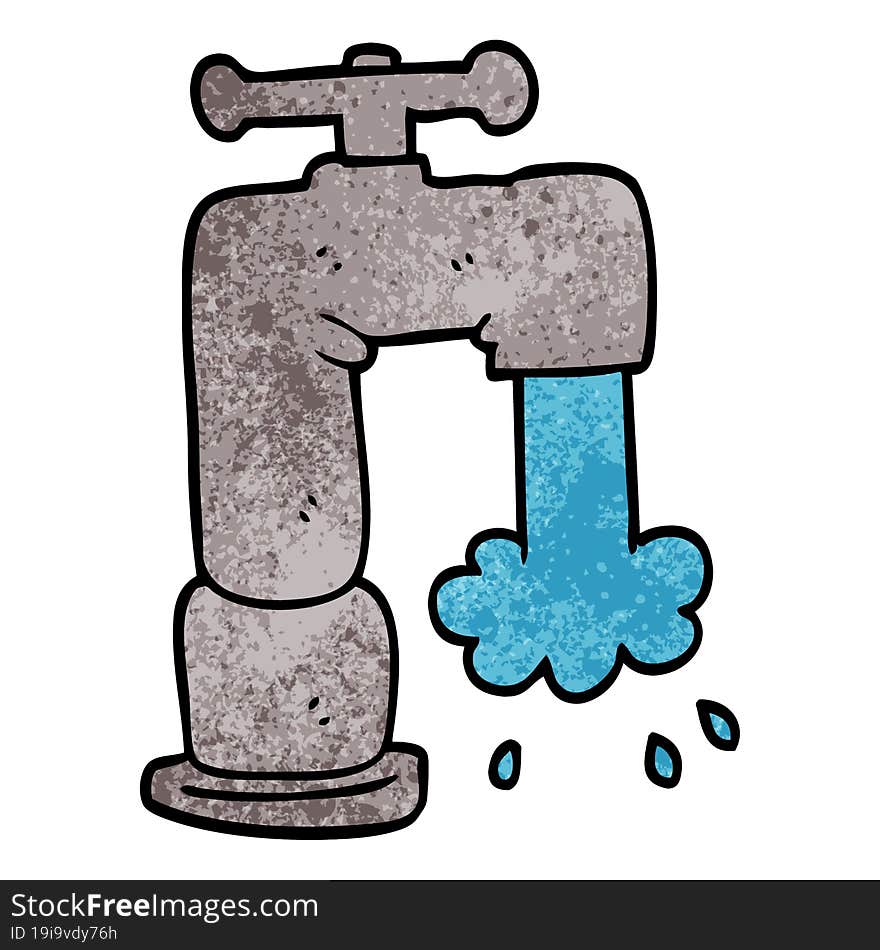 cartoon doodle running faucet