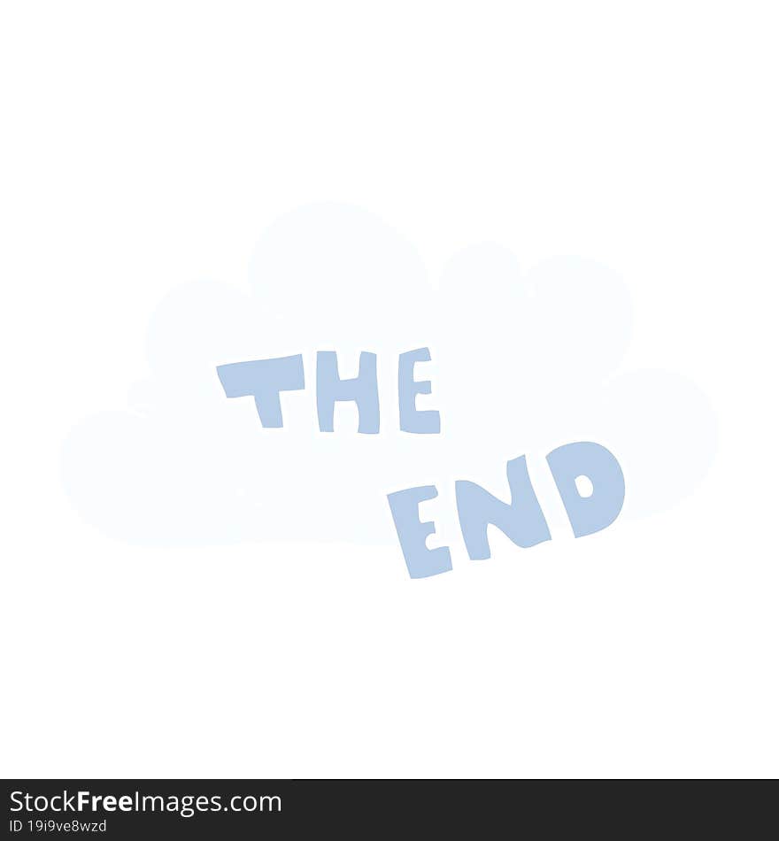 flat color illustration of a cartoon The End symbol