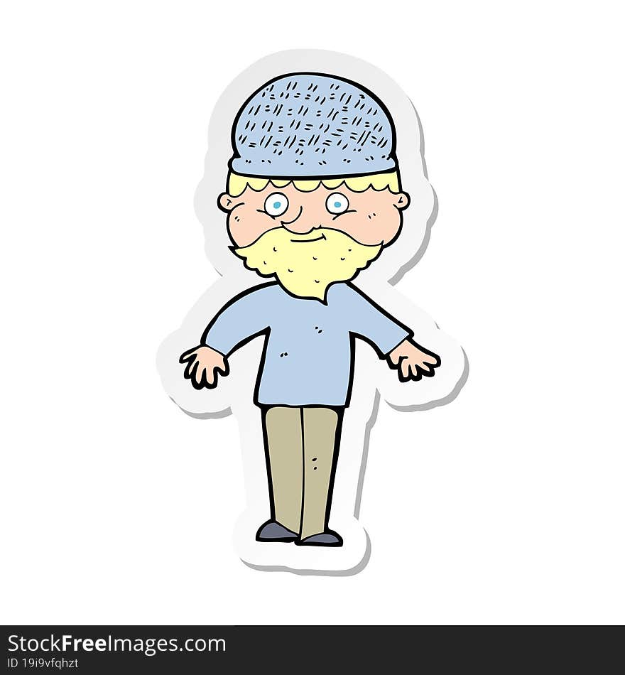 sticker of a cartoon man in winter hat