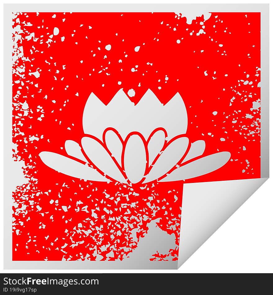 distressed square peeling sticker symbol flower