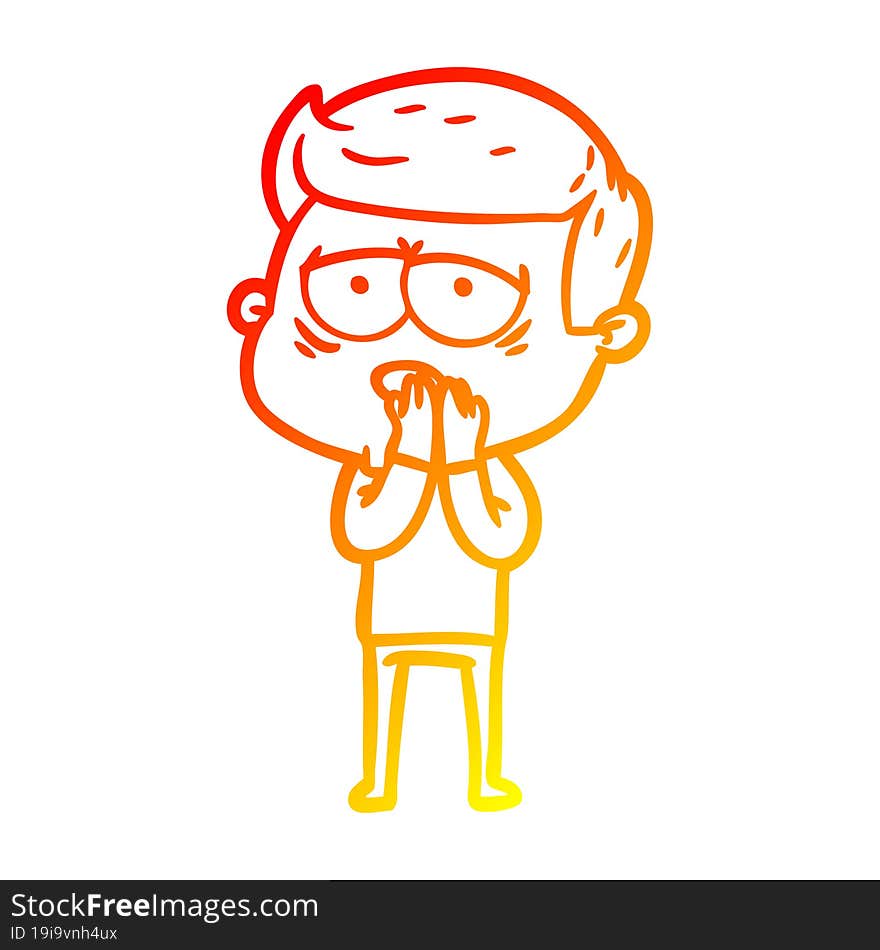 warm gradient line drawing cartoon tired man