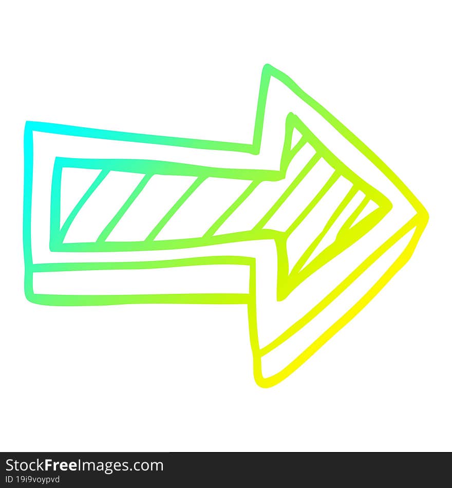 cold gradient line drawing cartoon directing arrow