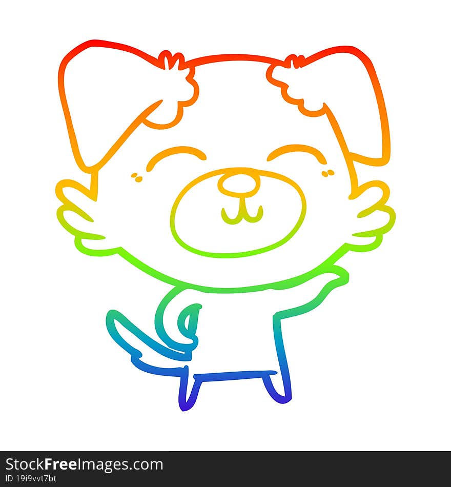 Rainbow Gradient Line Drawing Cartoon Dog