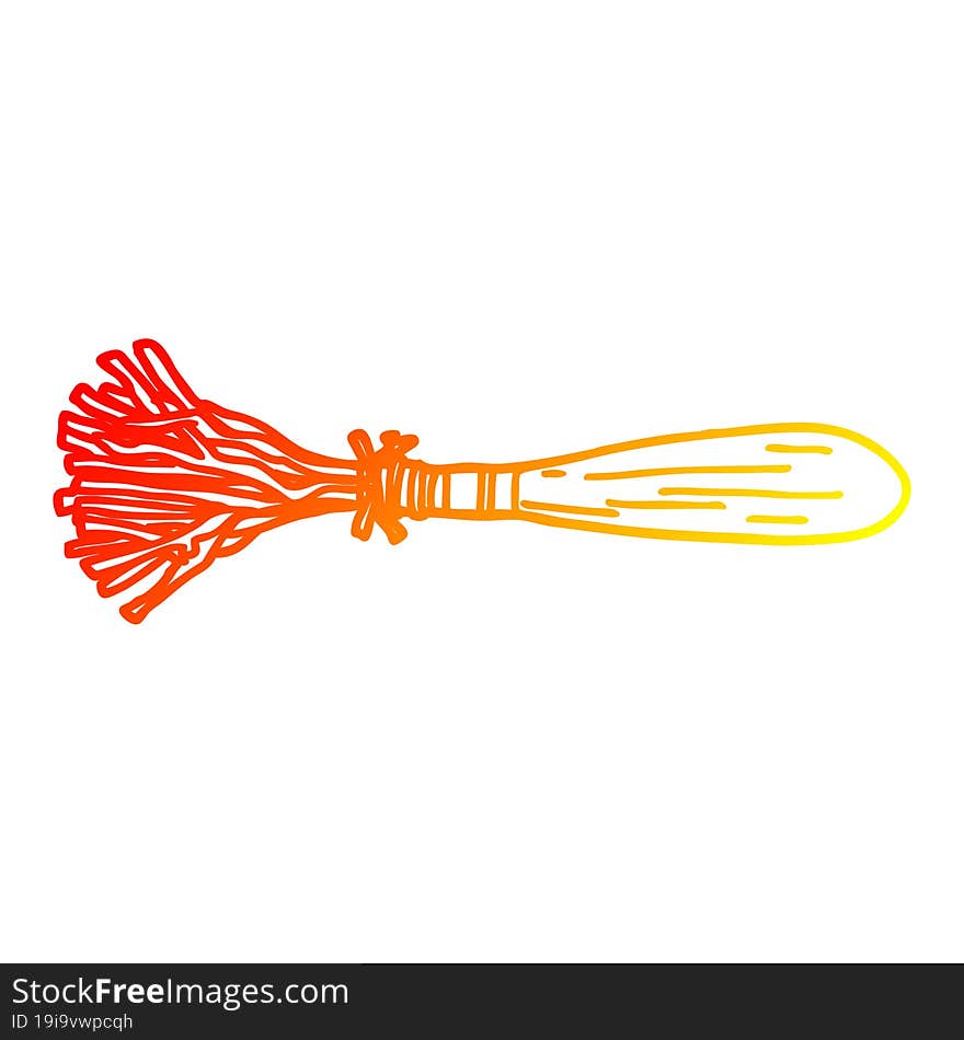 Warm Gradient Line Drawing Cartoon Magic Broom