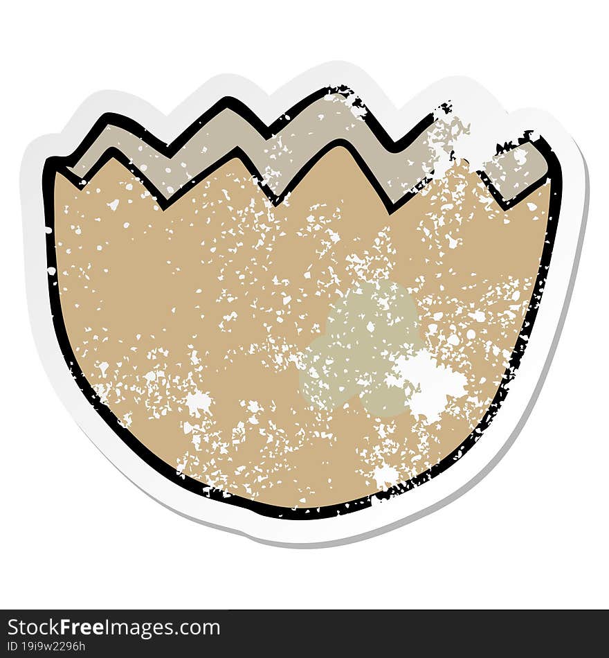 distressed sticker of a cartoon cracked eggshell