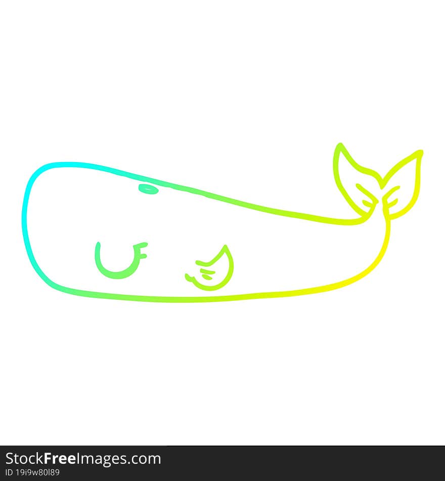 cold gradient line drawing cartoon whale