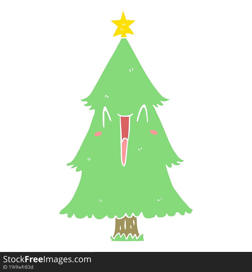 flat color style cartoon christmas tree