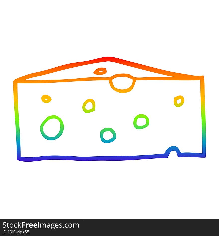 rainbow gradient line drawing of a cartoon cheese