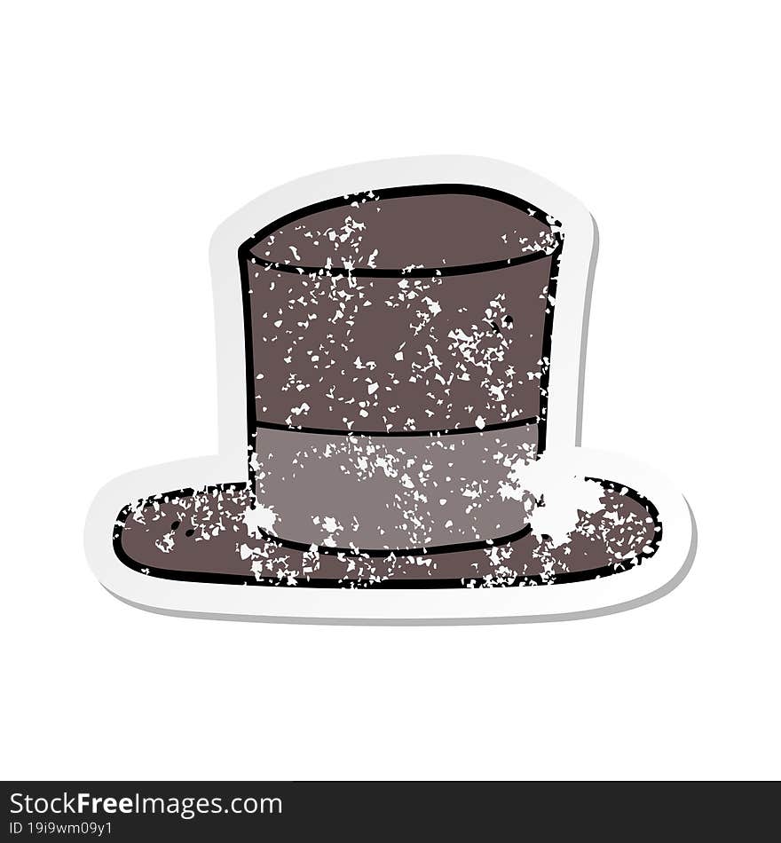 distressed sticker of a cartoon top hat