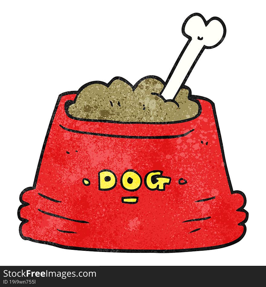 textured cartoon dog food bowl