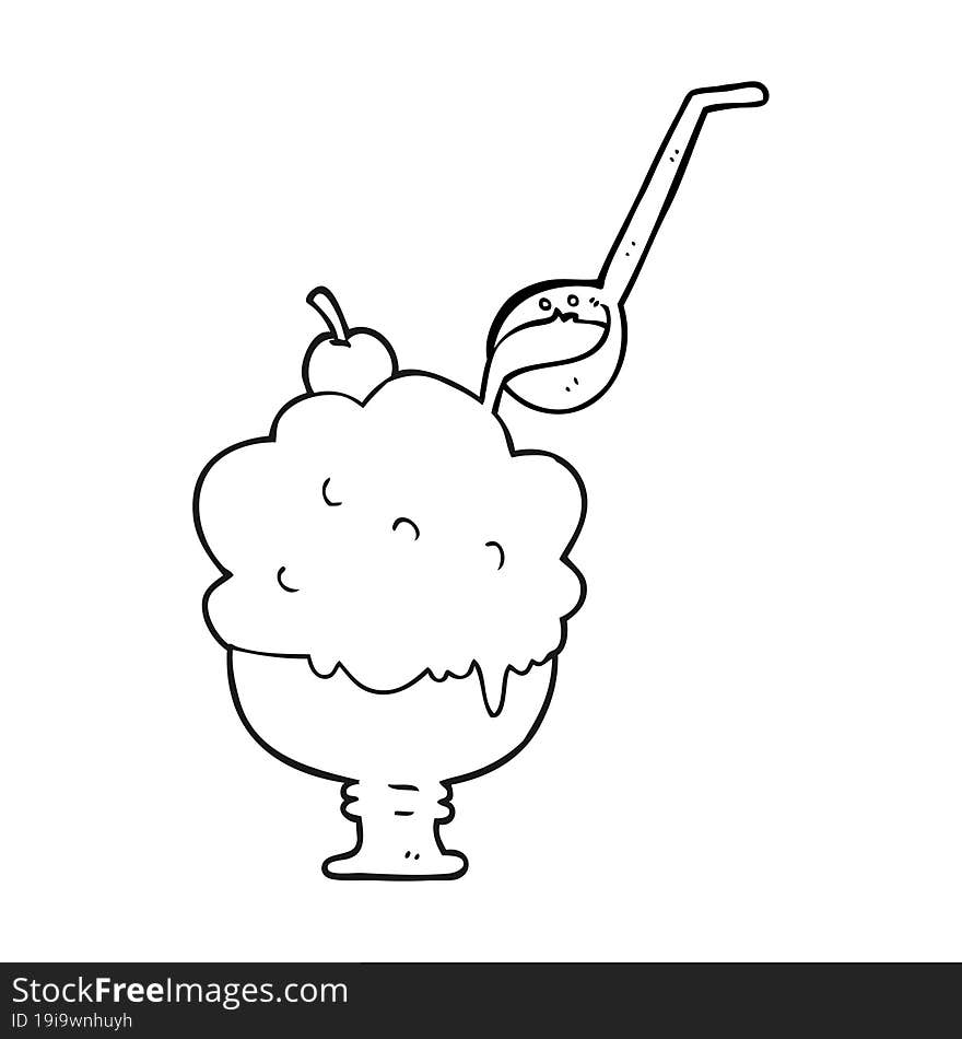 black and white cartoon ice cream