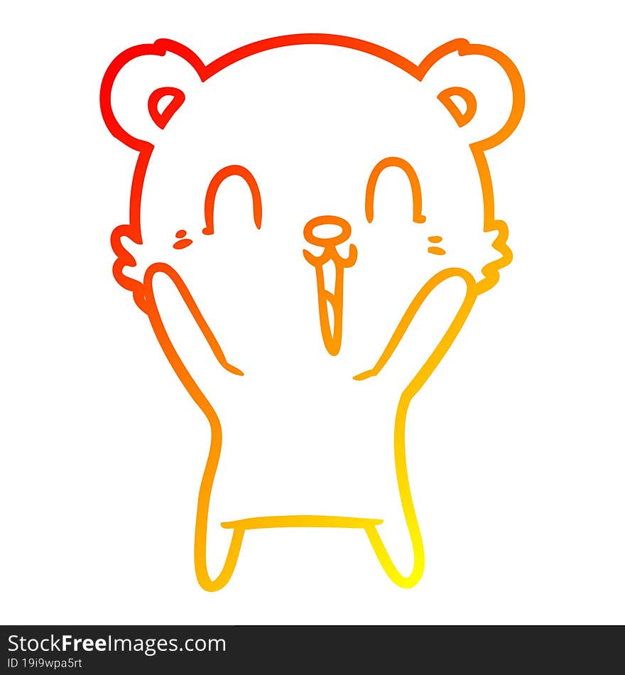 Warm Gradient Line Drawing Happy Cartoon Polar Bear