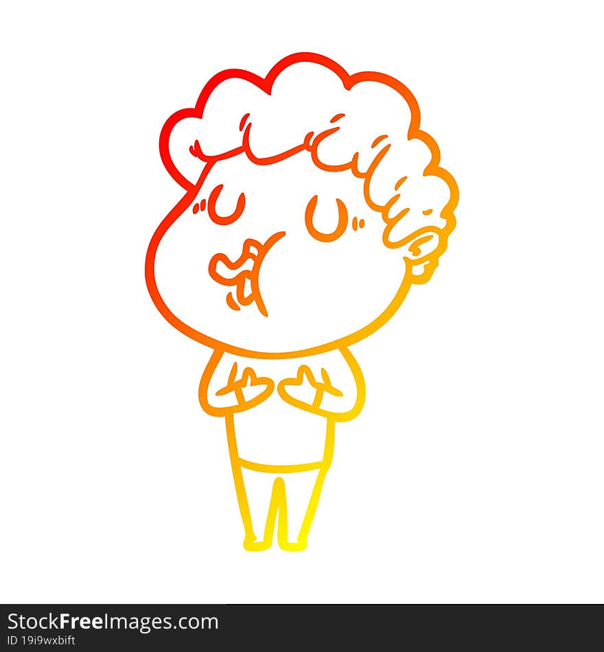 warm gradient line drawing cartoon man singing