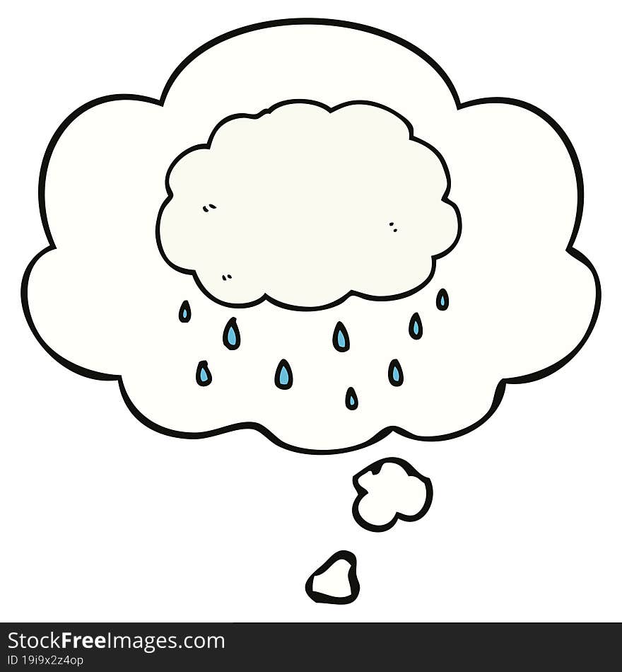 Cartoon Rain Cloud And Thought Bubble