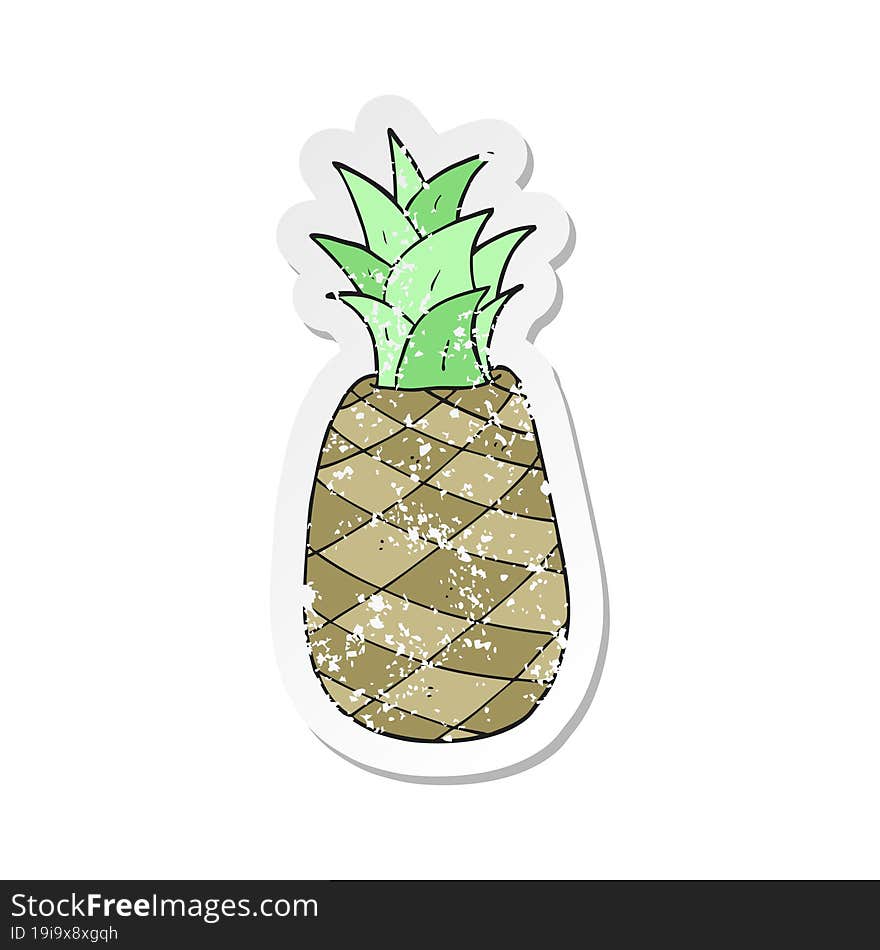 retro distressed sticker of a cartoon pineapple