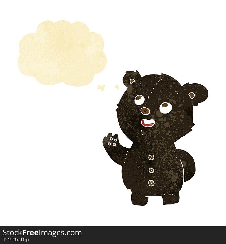 Cartoon Cute Black Bear Cub With Thought Bubble