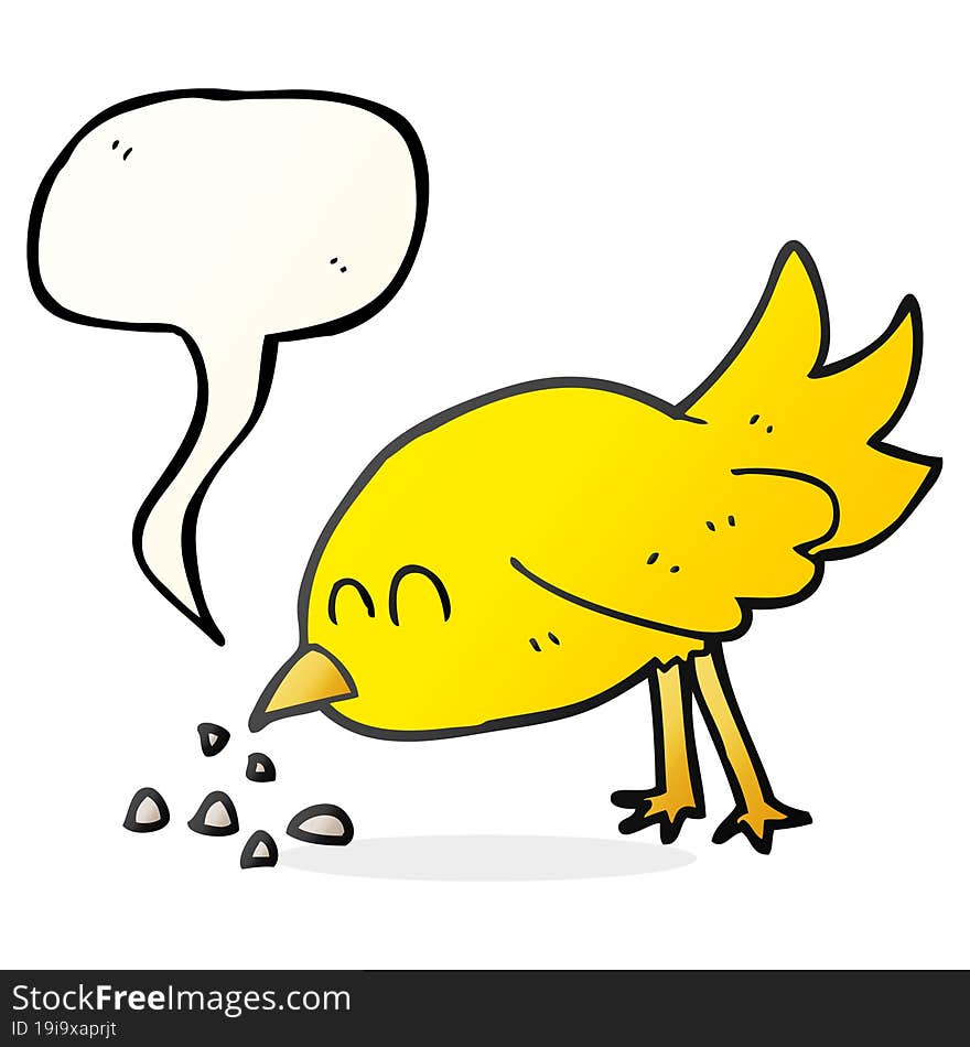 speech bubble cartoon bird pecking seeds