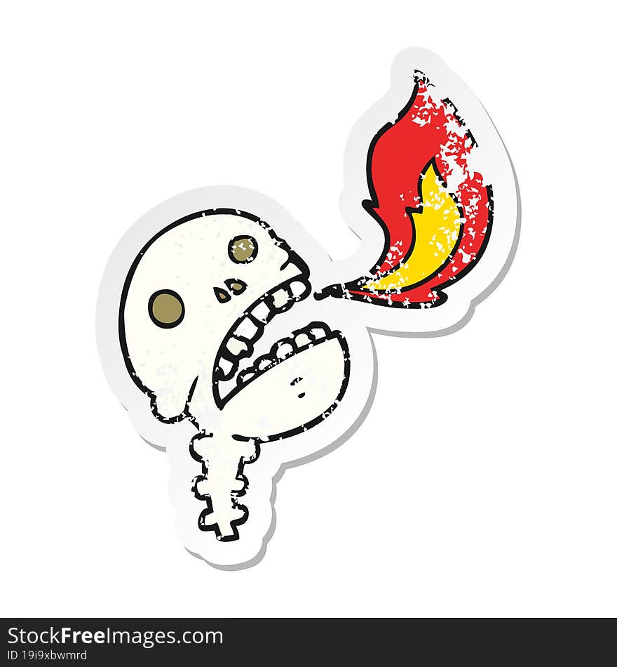 Distressed Sticker Of A Cartoon Spooky Halloween Skull