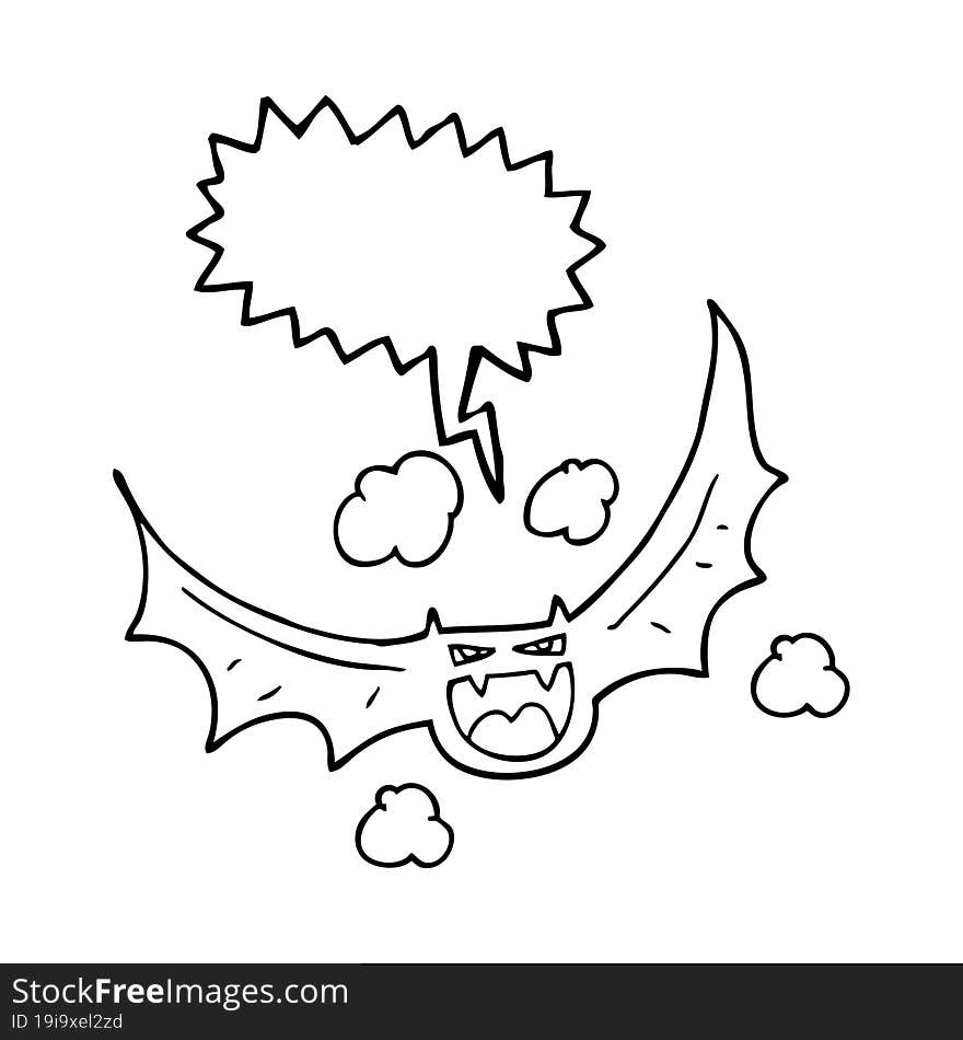 freehand drawn speech bubble cartoon halloween bat