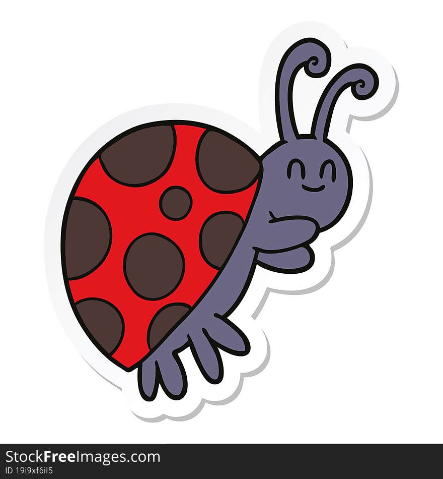 sticker of a cute cartoon ladybug