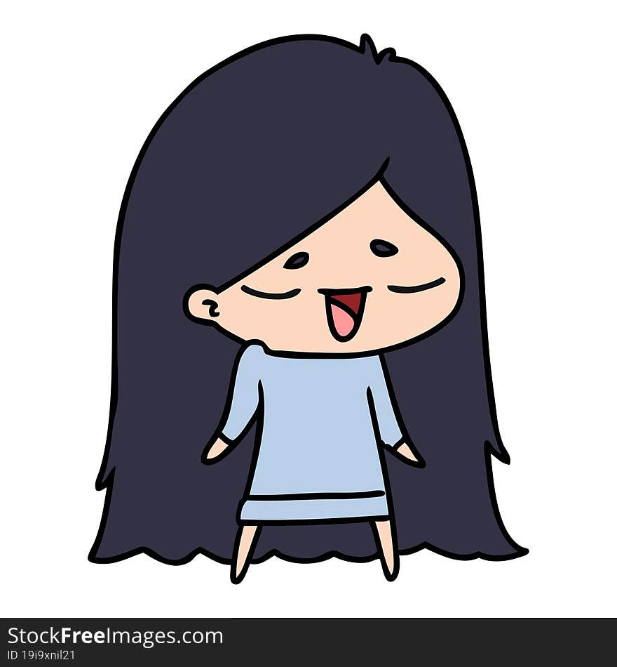 cartoon of cute kawaii long haired girl