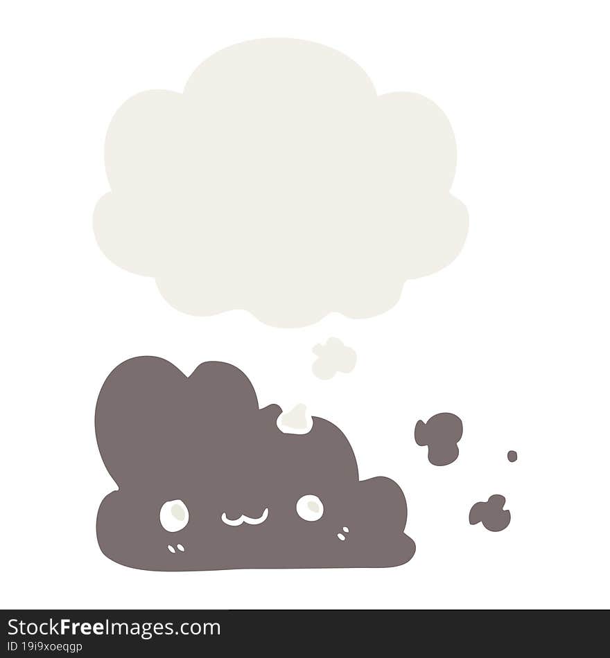 cute cartoon cloud and thought bubble in retro style