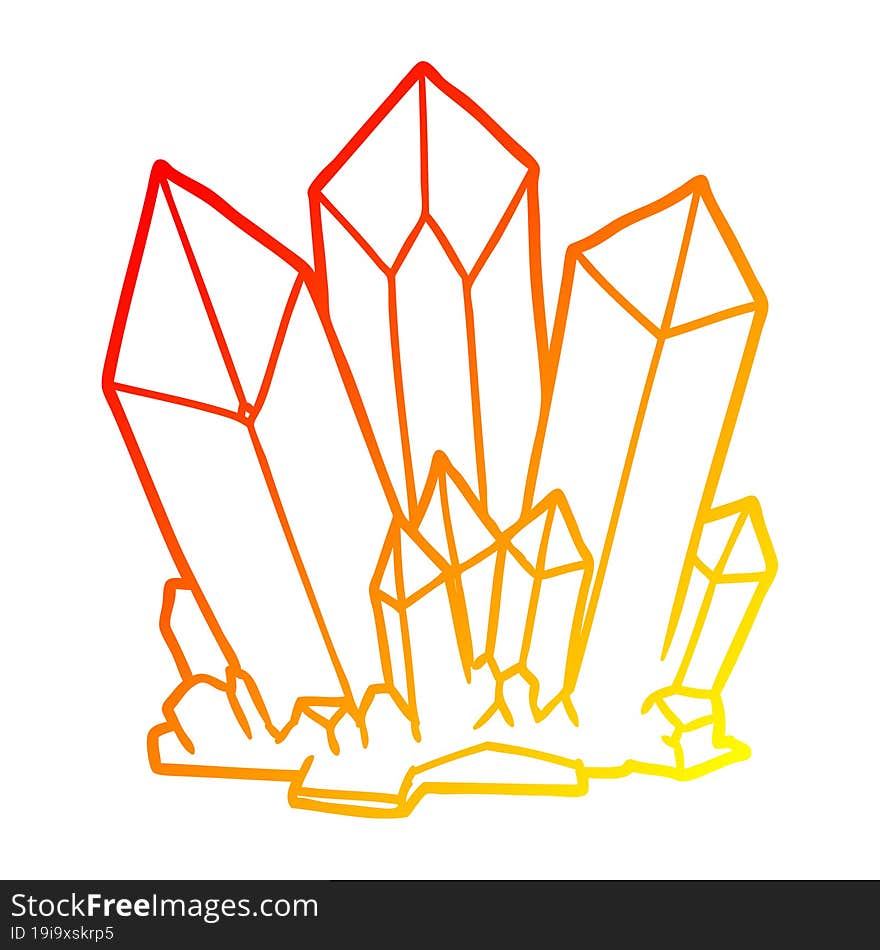 Warm Gradient Line Drawing Cartoon Crystals