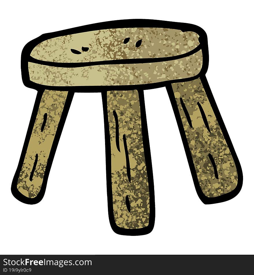 grunge textured illustration cartoon small stool