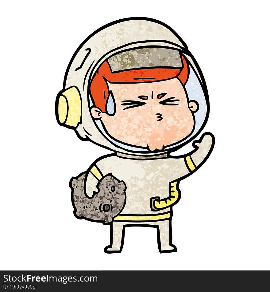 cartoon stressed astronaut. cartoon stressed astronaut