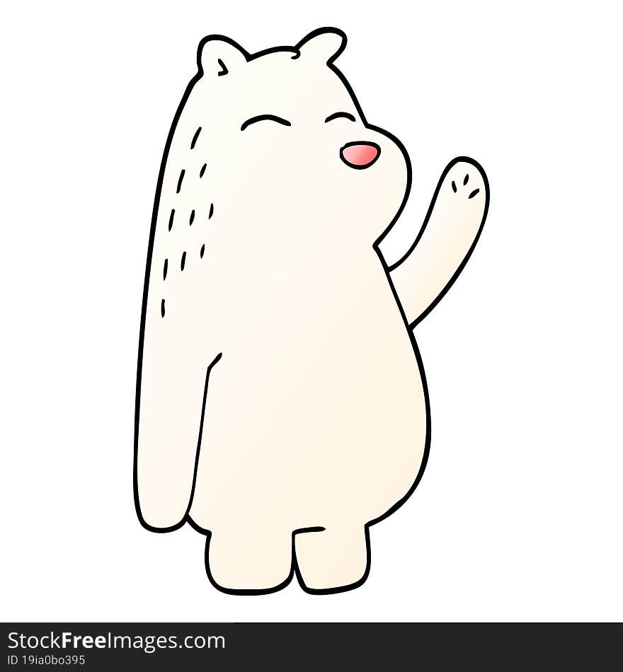 cartoon doodle polar bear waving