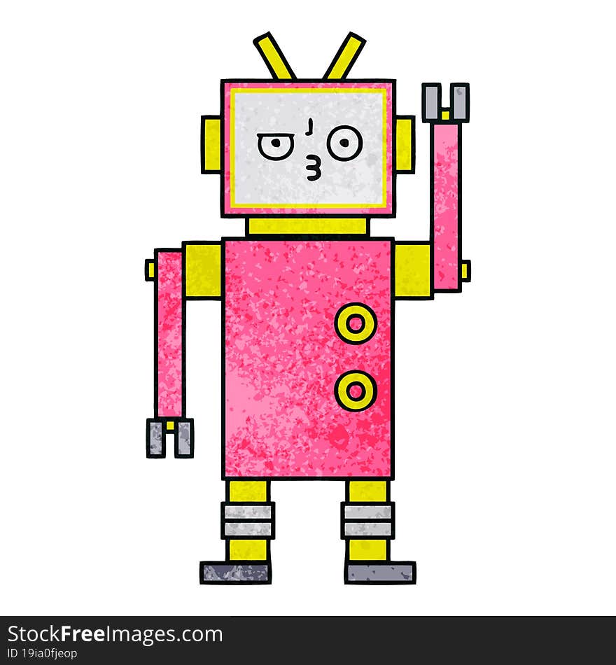 Retro Grunge Texture Cartoon Robot