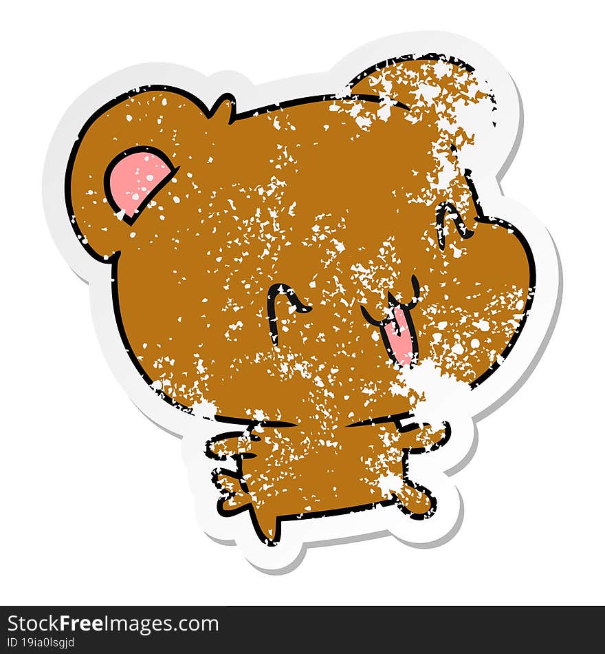 distressed sticker cartoon kawaii cute happy bear