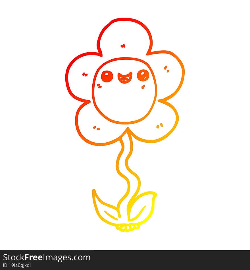 warm gradient line drawing cartoon flower