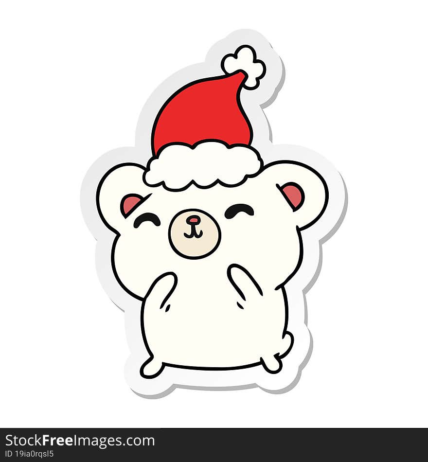 christmas sticker cartoon of kawaii polar bear