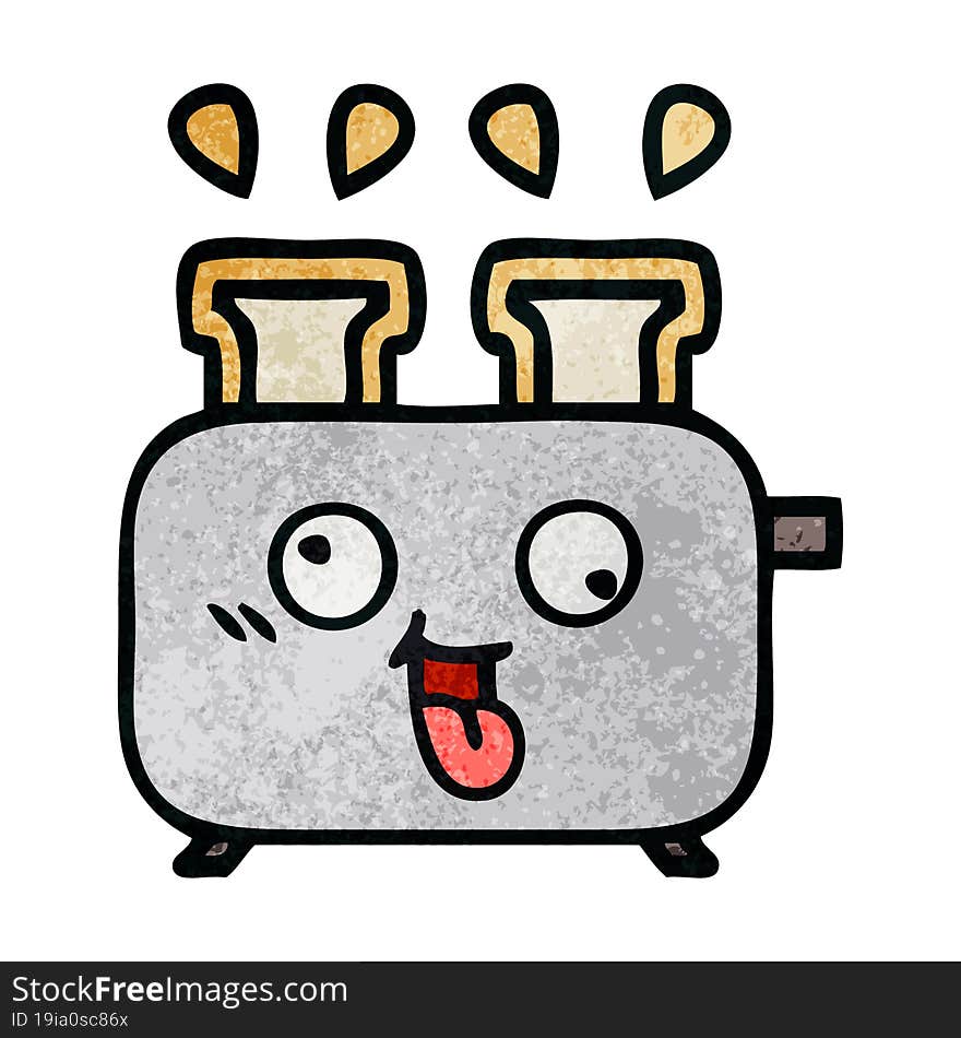 retro grunge texture cartoon of a toaster