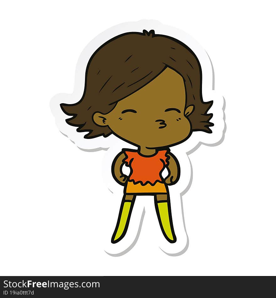 Sticker Of A Cartoon Woman