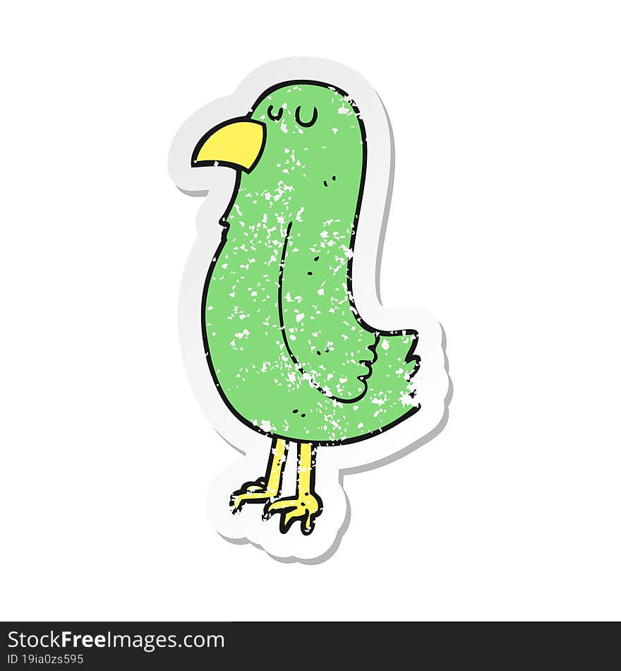 retro distressed sticker of a cartoon parrot